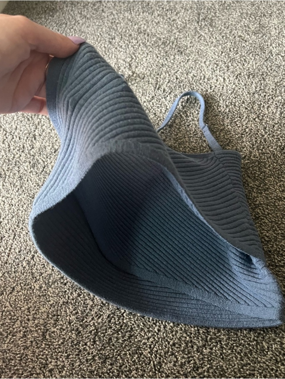 aerie Ribbed Wrap-Front Cami Top - Light Blue - Picture 2 of 5